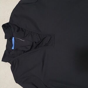 J. McLaughlin Durham Ruffle Black Stretch Blouse